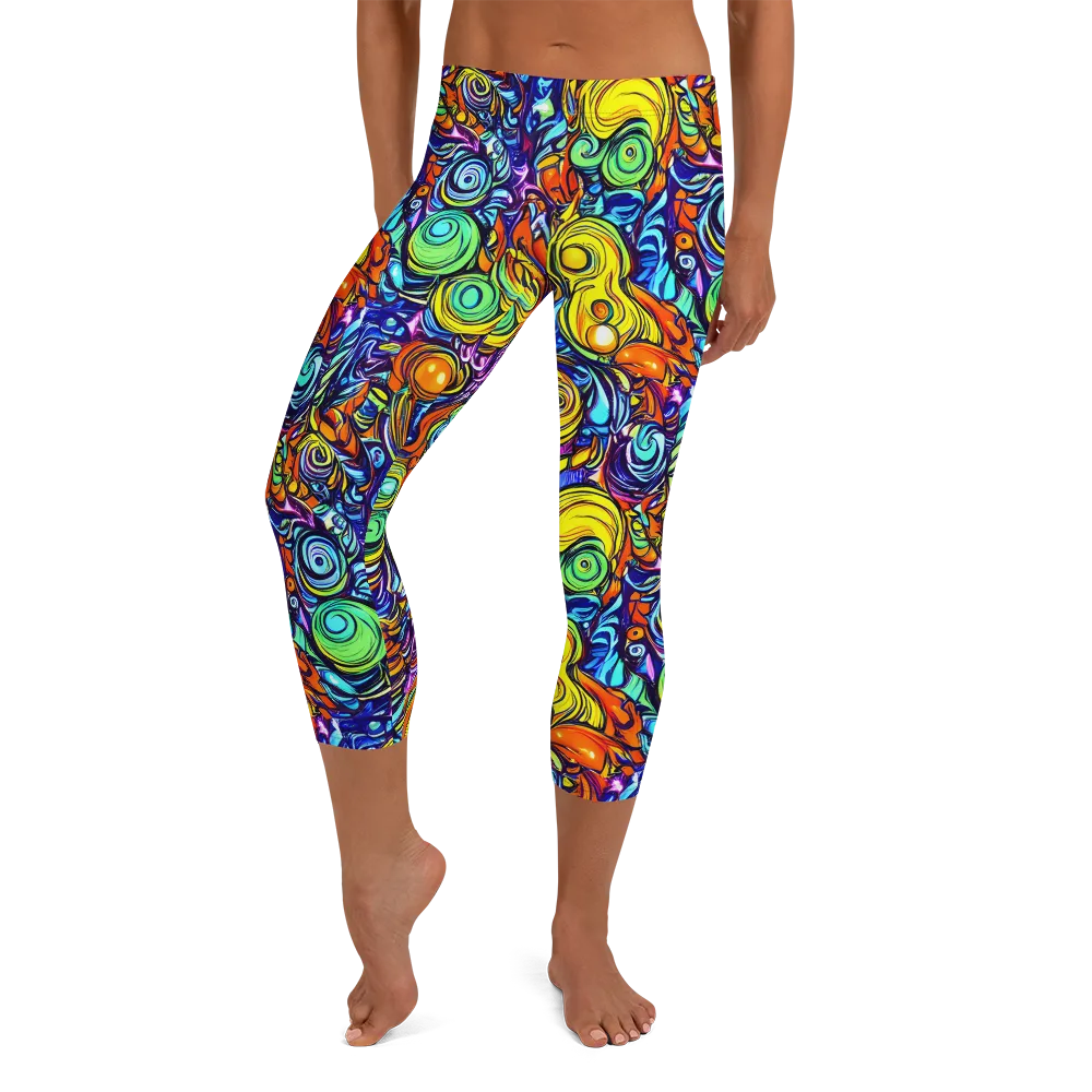 Orbiting Brilliance on Capri Leggings — Front