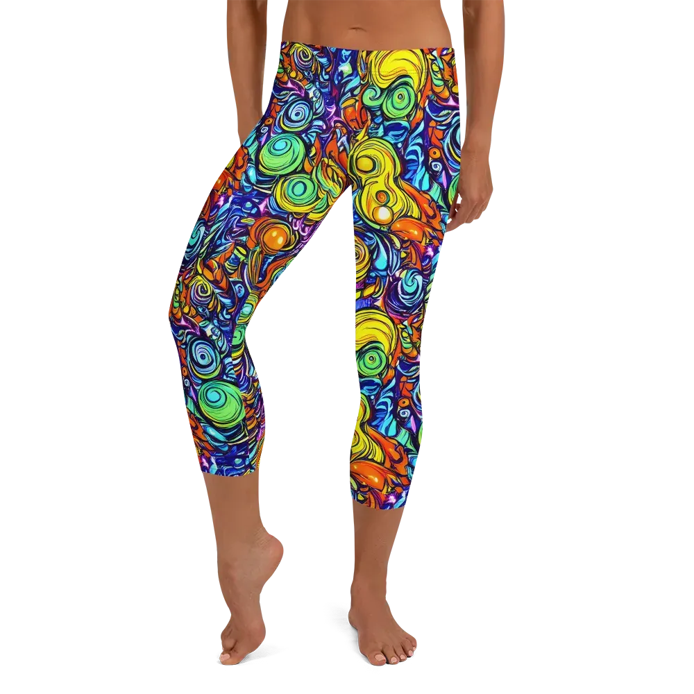 Orbiting Brilliance on Capri Leggings — Front