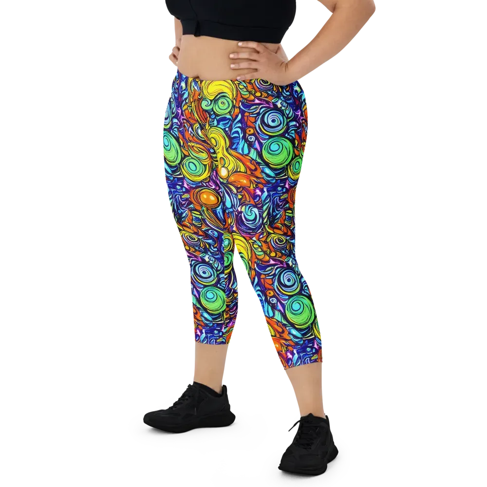 Orbiting Brilliance on Capri Leggings — Front