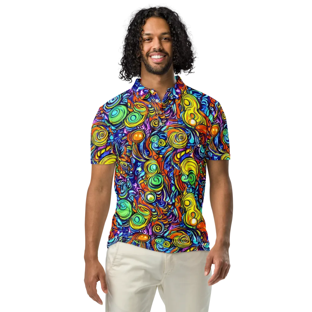 Orbiting Brilliance on Men's Slim Fit Polo Shirt — Front