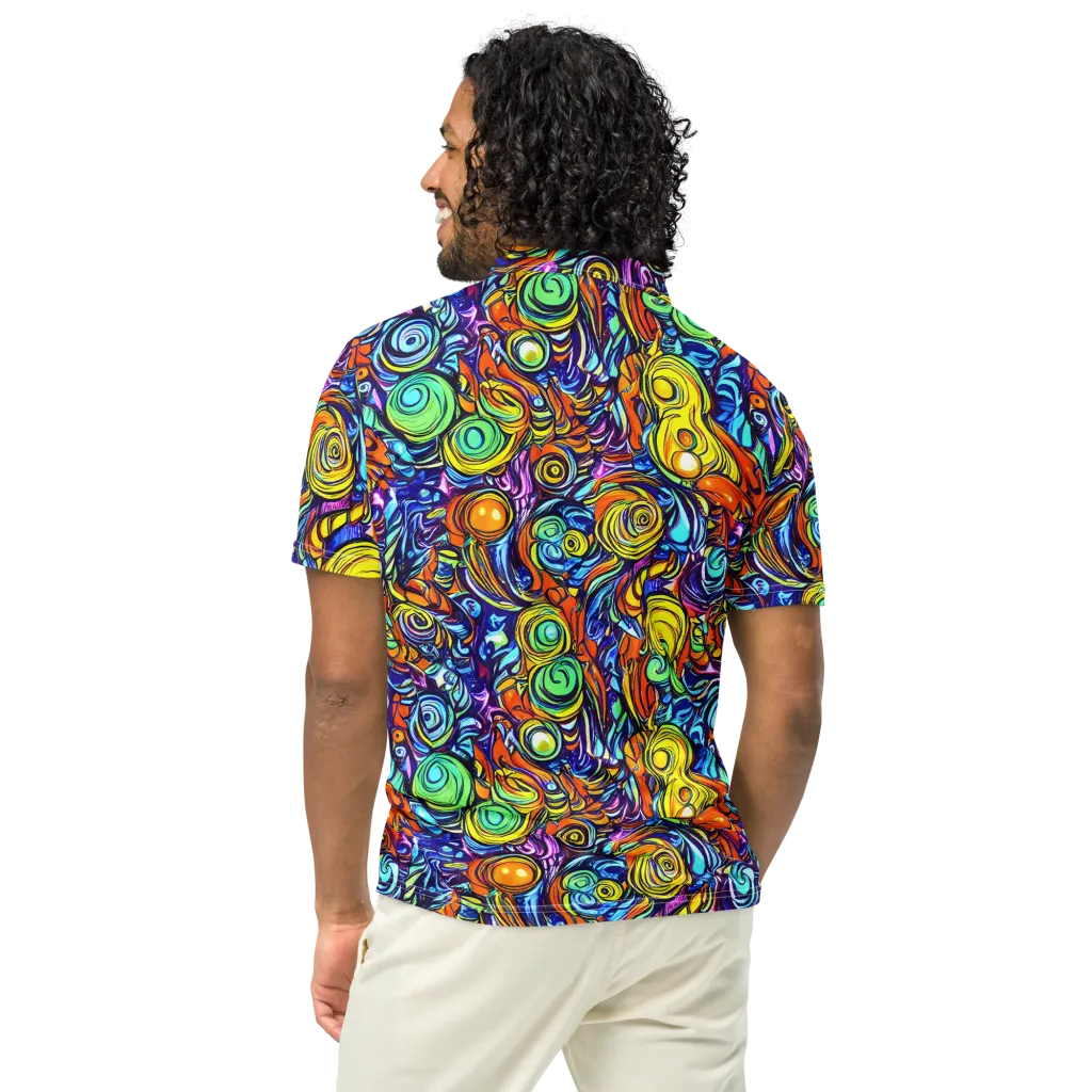 Orbiting Brilliance on Men's Slim Fit Polo Shirt — Back