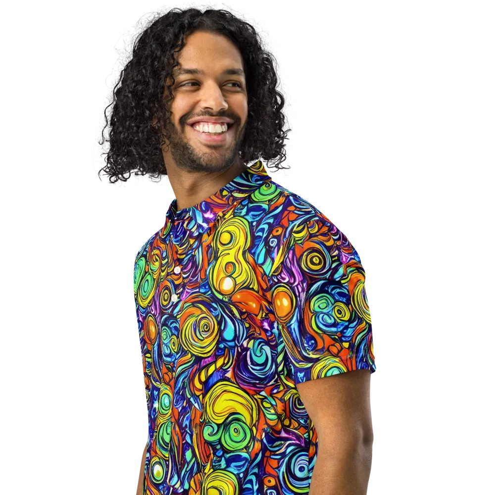 Orbiting Brilliance on Men's Slim Fit Polo Shirt — Left Front