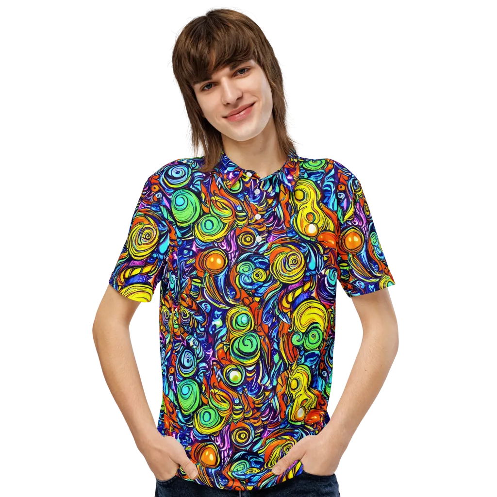 Orbiting Brilliance on Men's Slim Fit Polo Shirt — Front