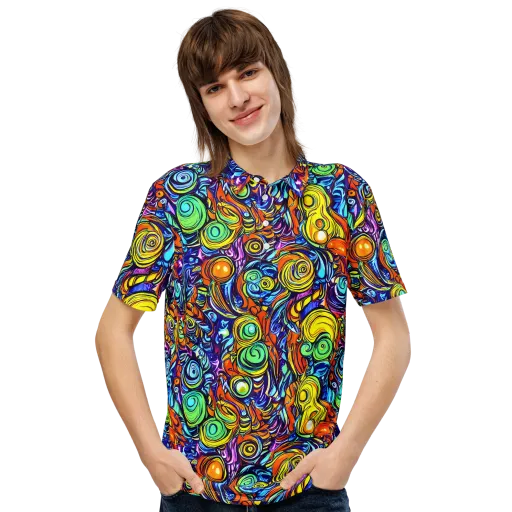 Orbiting Brilliance on a Men's Slim Fit Polo Shirt