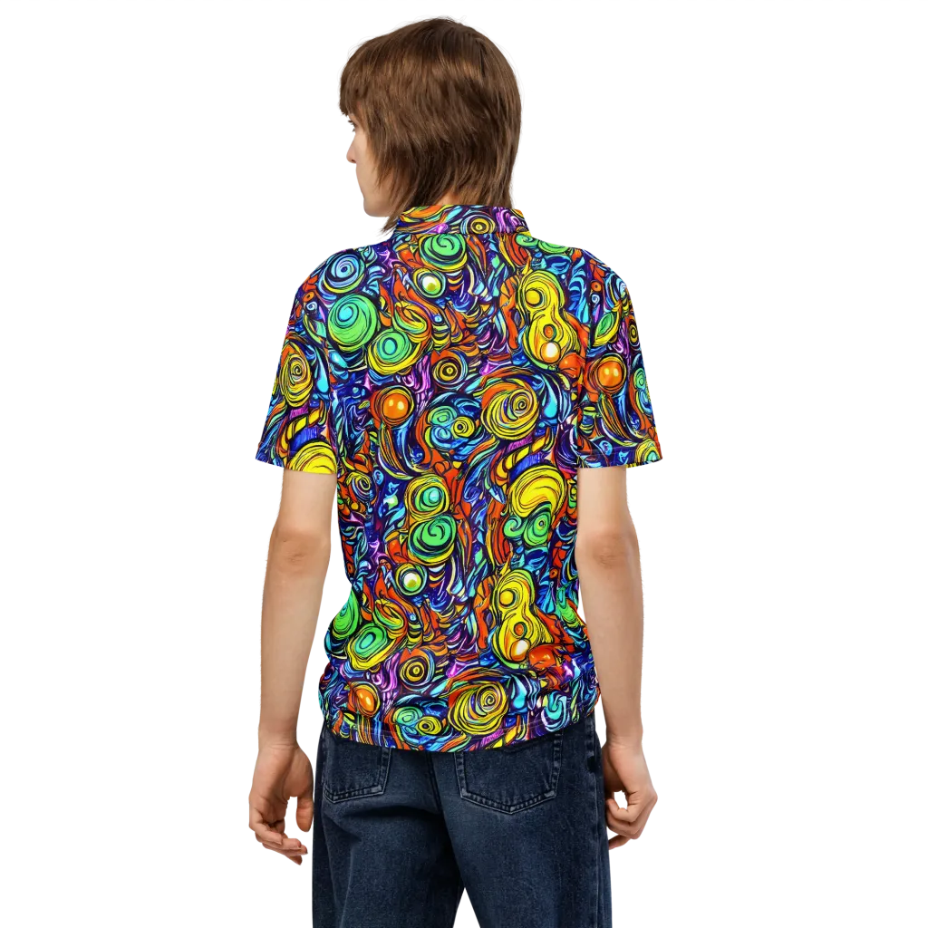 Orbiting Brilliance on Men's Slim Fit Polo Shirt — Back