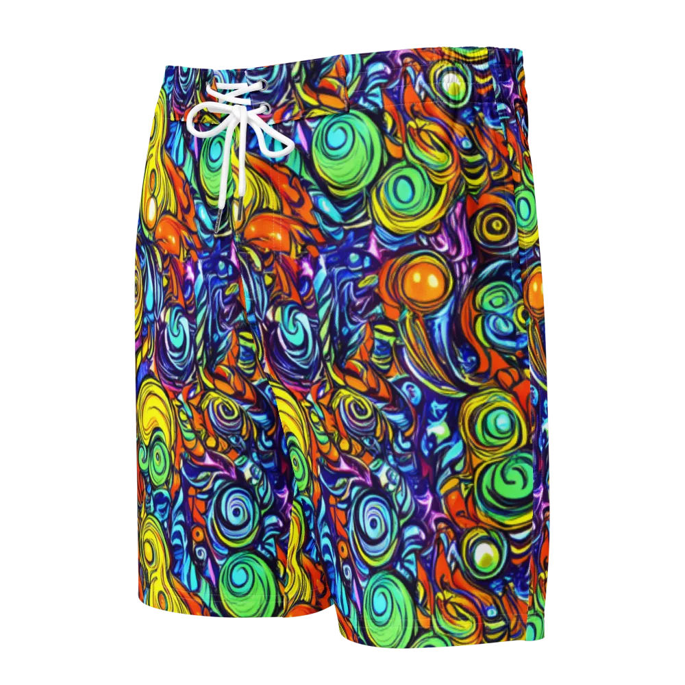 Orbiting Brilliance on Men's Board Shorts — Front