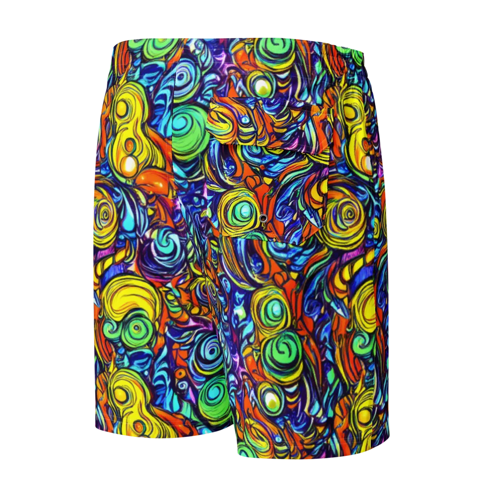 Orbiting Brilliance on Men's Board Shorts — Back