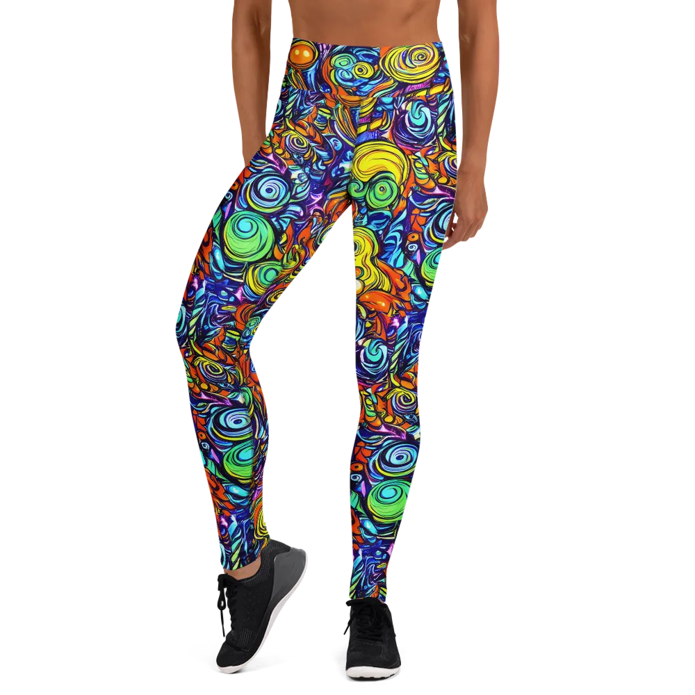 Orbiting Brilliance on Yoga Leggings — Front