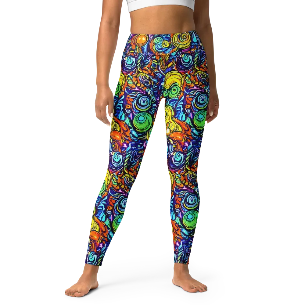 Orbiting Brilliance on Yoga Leggings — Front