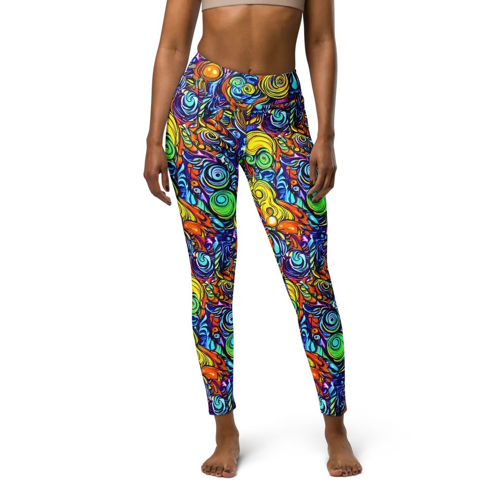 Orbiting Brilliance on Yoga Leggings — Front