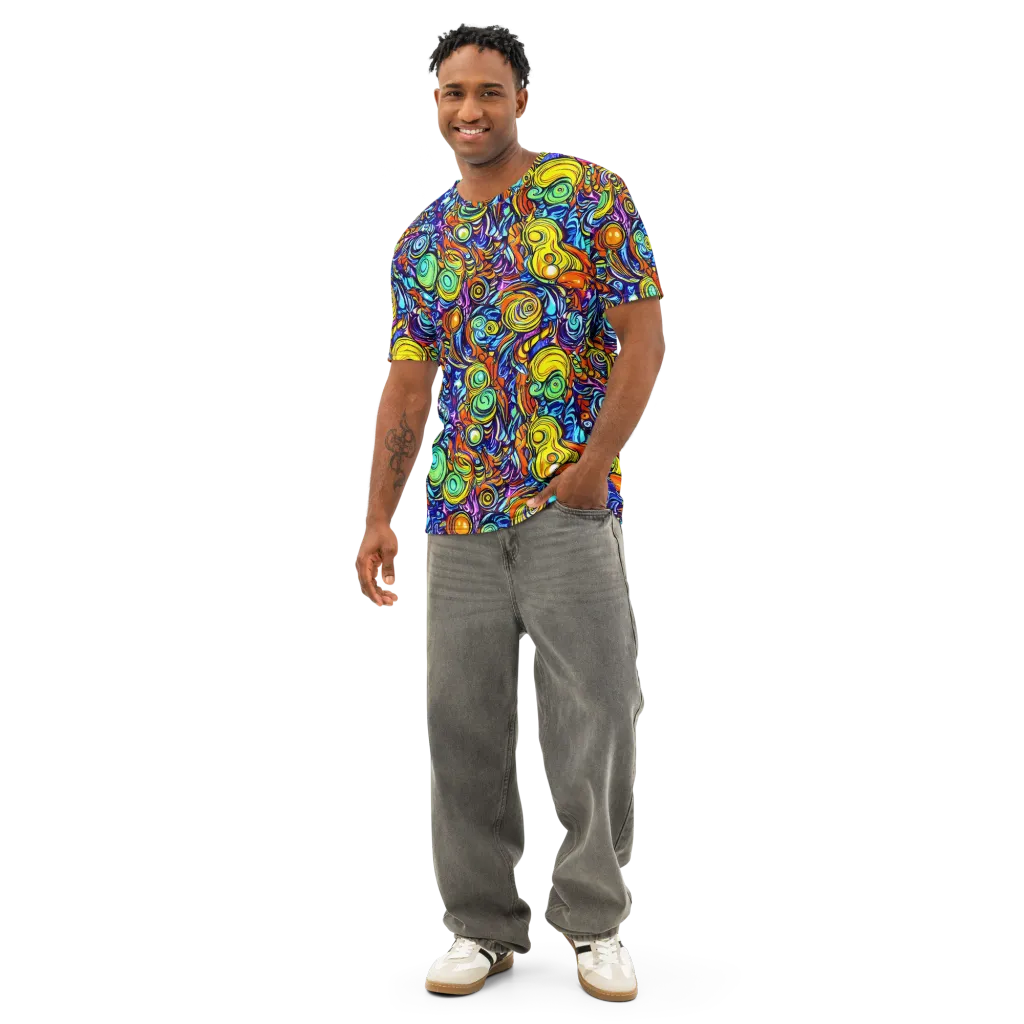 Orbiting Brilliance on Men's Cotton Crew Neck T-Shirt — Front