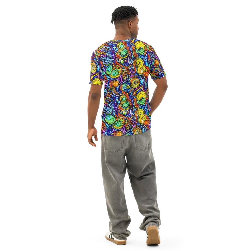 Orbiting Brilliance on Men's Cotton Crew Neck T-Shirt — Back