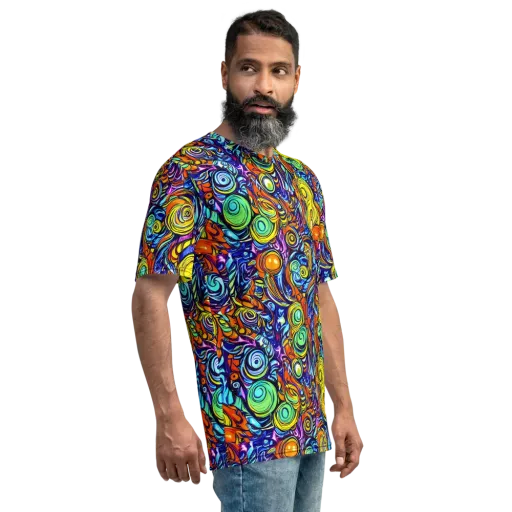 Orbiting Brilliance on a Men's Crew Neck T-Shirt
