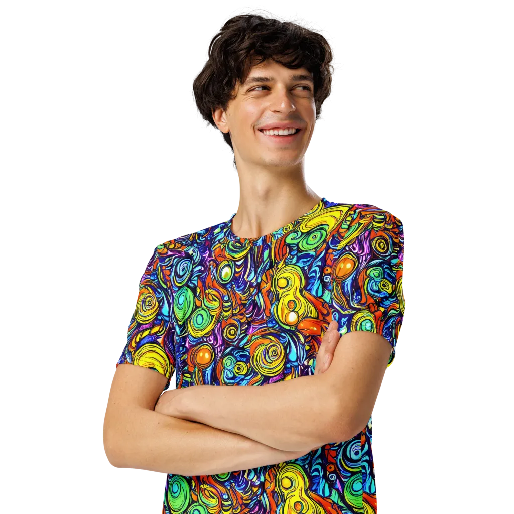 Orbiting Brilliance on Men's Crew Neck T-Shirt — Left Front
