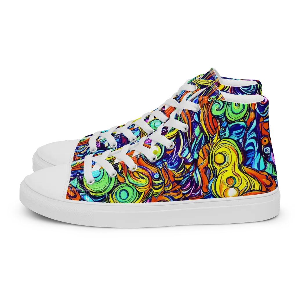 Orbiting Brilliance on Men's High Top Canvas Shoes — Left