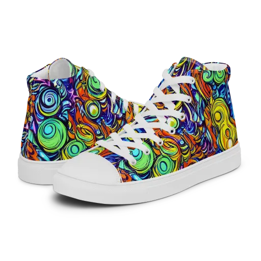 Orbiting Brilliance on a Men's High Top Canvas Shoes
