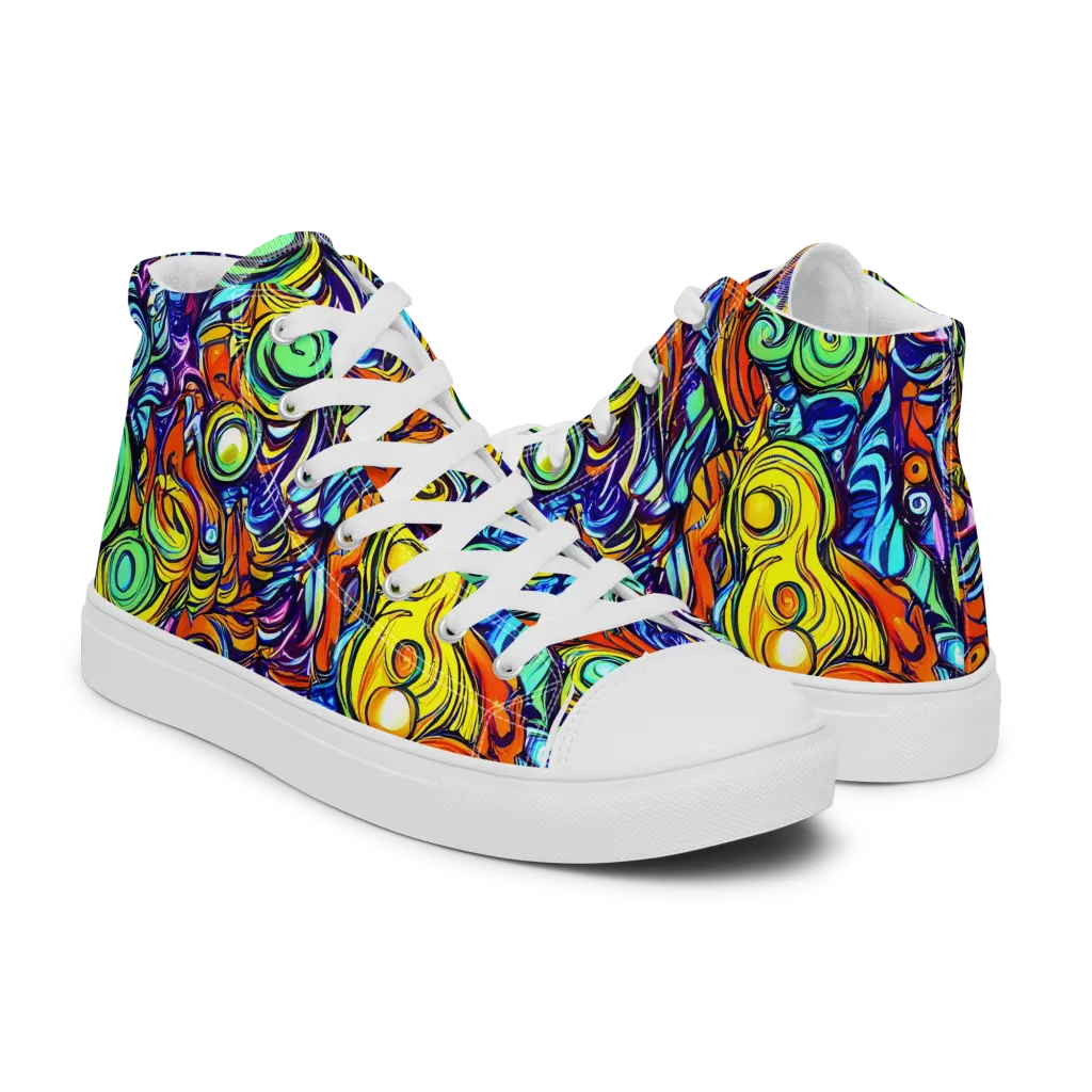Orbiting Brilliance on Men's High Top Canvas Shoes — Right