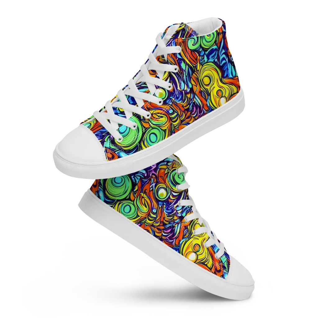 Orbiting Brilliance on Men's High Top Canvas Shoes — Front
