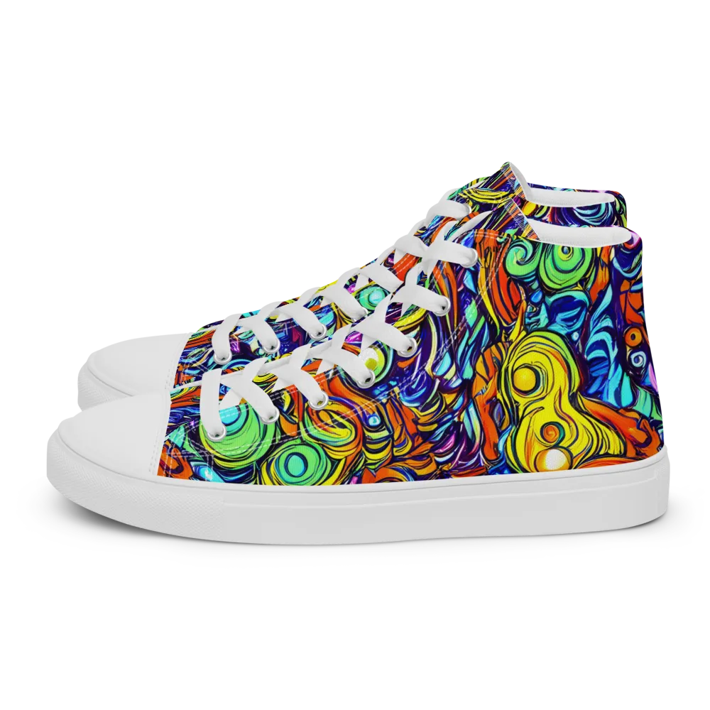 Orbiting Brilliance on Women's High Top Canvas Shoes — Left