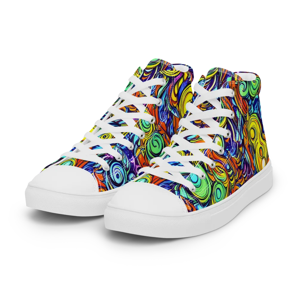 Orbiting Brilliance on Women's High Top Canvas Shoes — Left Front