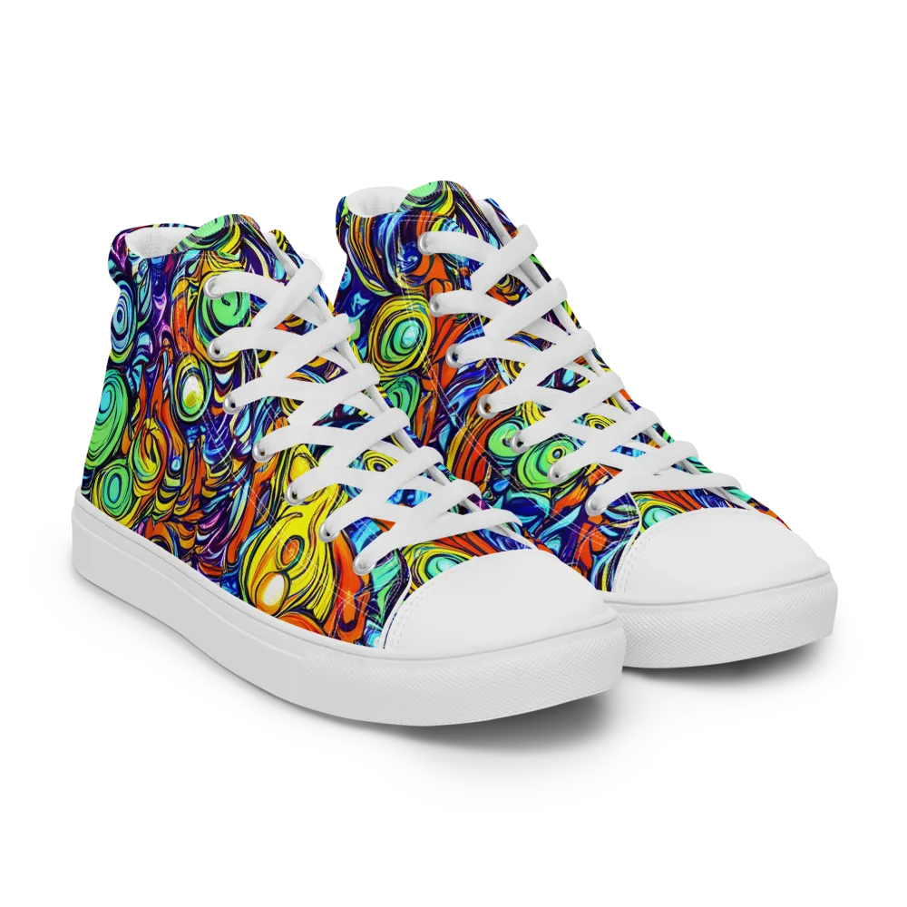 Orbiting Brilliance on Women's High Top Canvas Shoes — Right Front