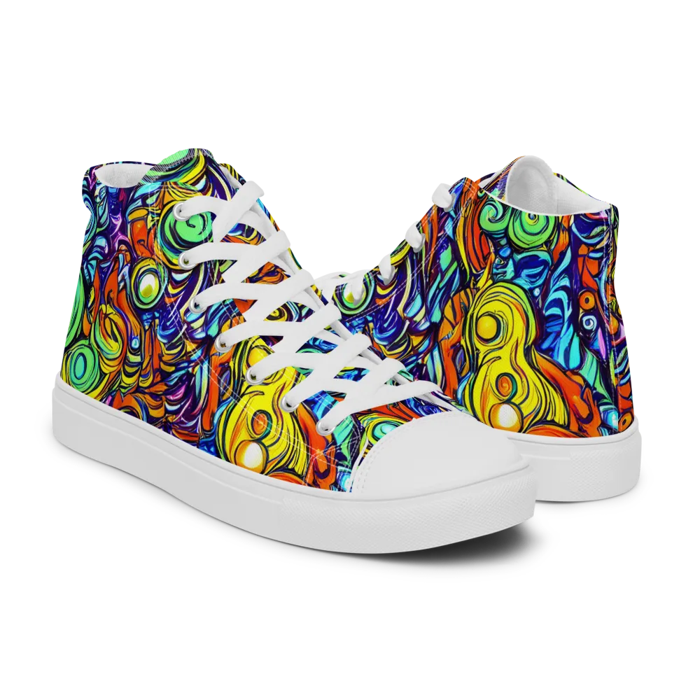 Orbiting Brilliance on Women's High Top Canvas Shoes — Right