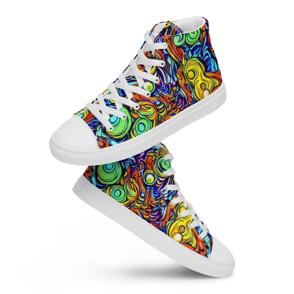 Orbiting Brilliance on Women's High Top Canvas Shoes — Front