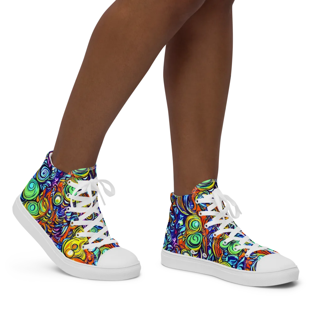 Orbiting Brilliance on Women's High Top Canvas Shoes — Right