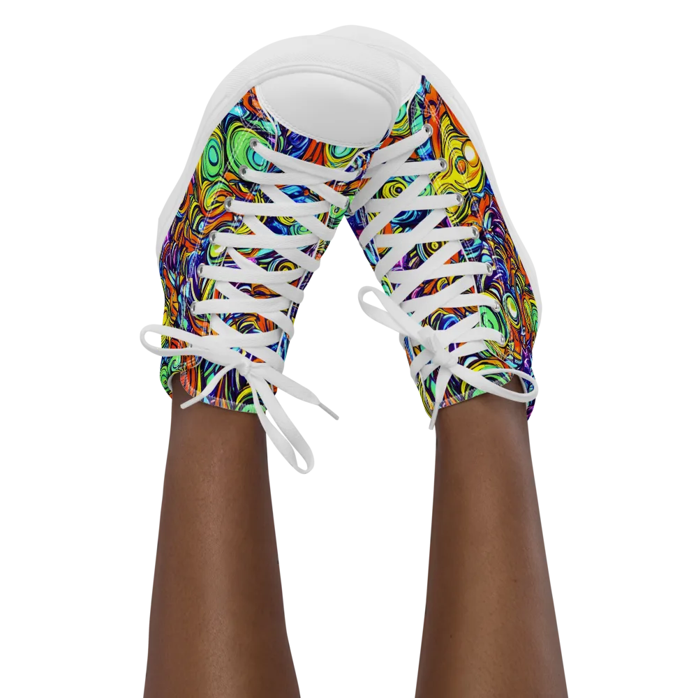 Orbiting Brilliance on Women's High Top Canvas Shoes — Front