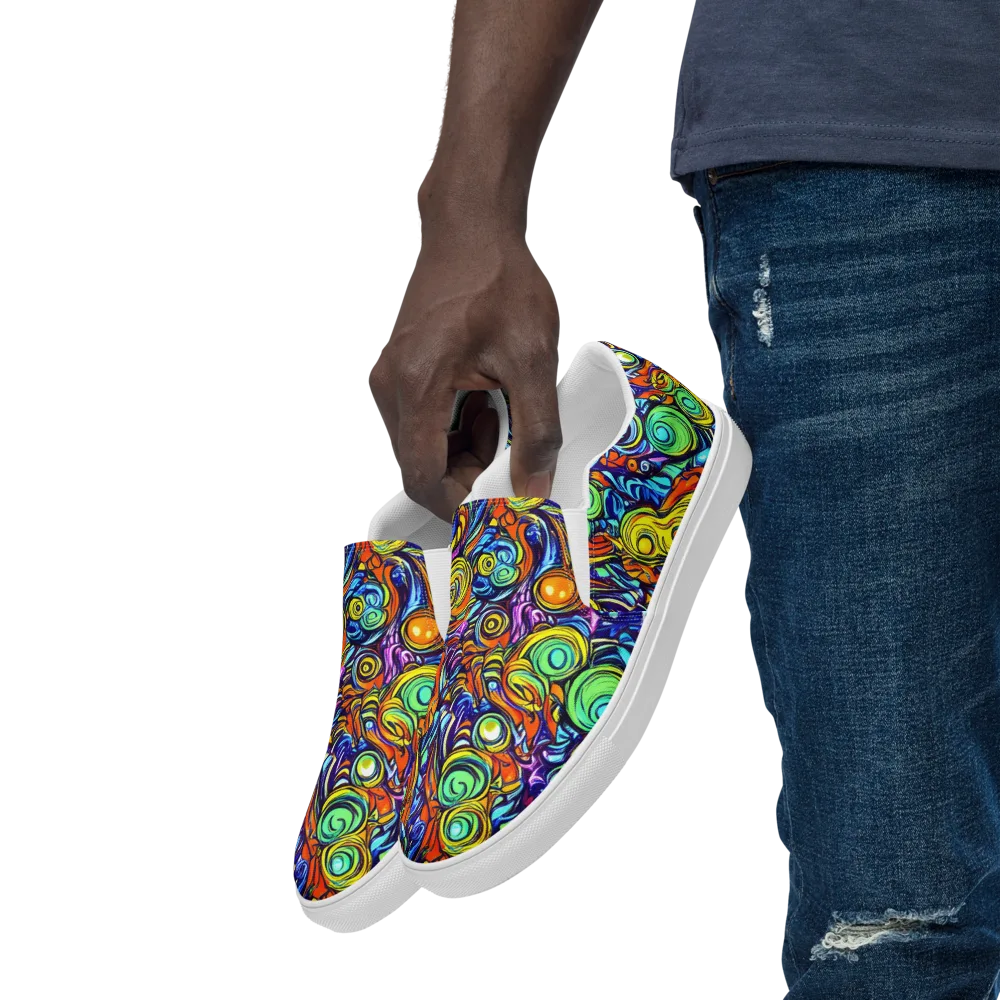 Orbiting Brilliance on Men's Slip-On Canvas Shoes — Left Front
