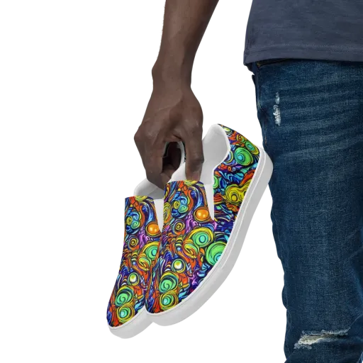 Orbiting Brilliance on a Men's Slip-On Canvas Shoes