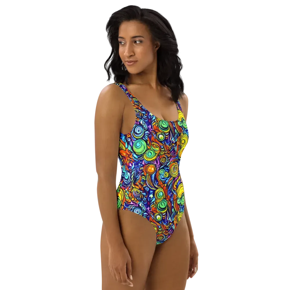 Orbiting Brilliance on One-Piece Swimsuit — Right