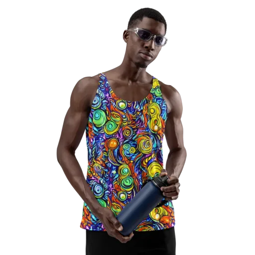 Orbiting Brilliance on a Men's Tank Top
