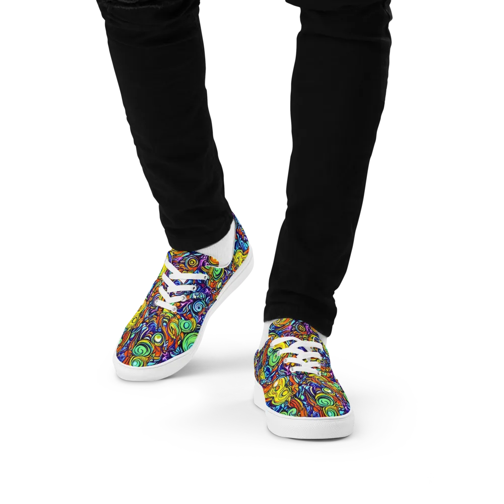 Orbiting Brilliance on Men's Lace-Up Canvas Shoes — Front