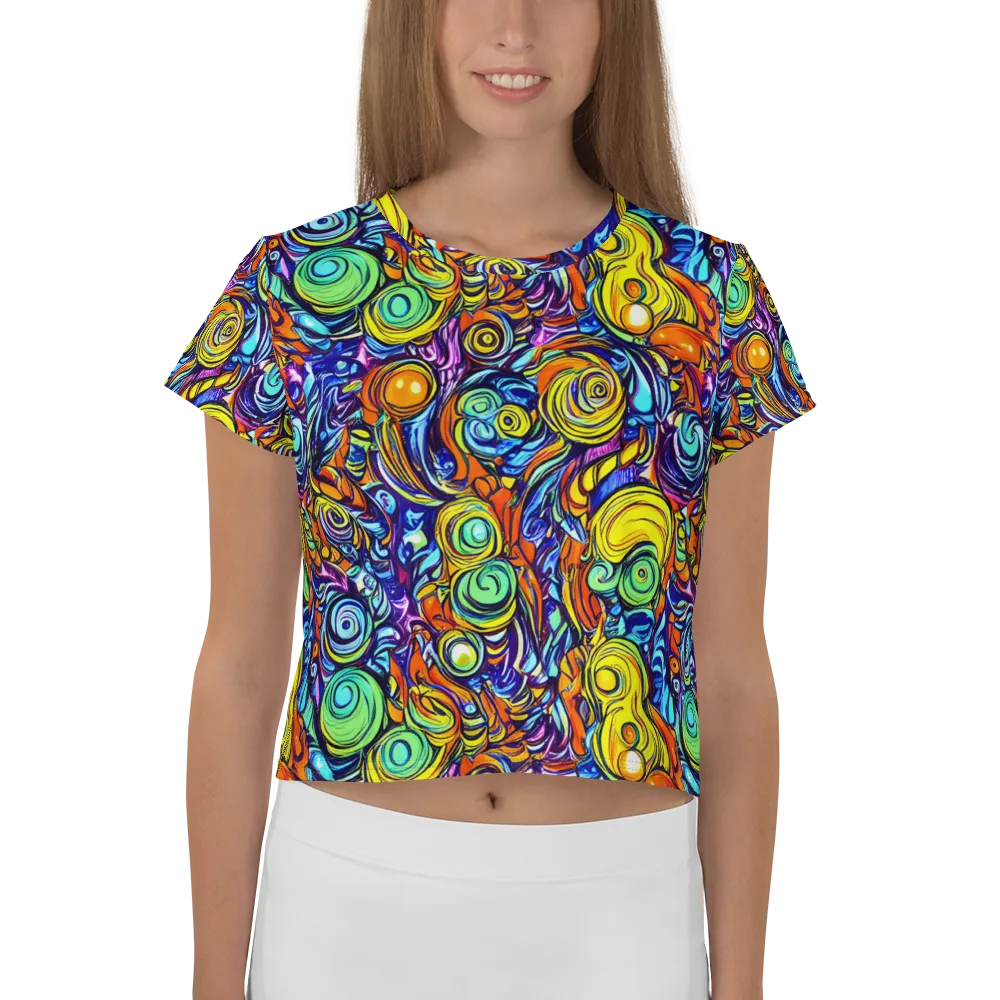 Orbiting Brilliance on Crop Tee — Front
