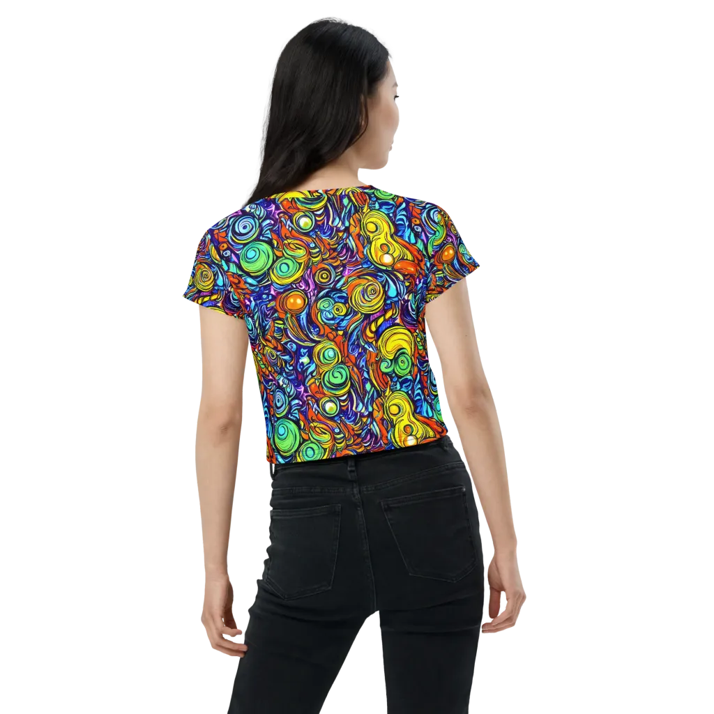 Orbiting Brilliance on Crop Tee — Back