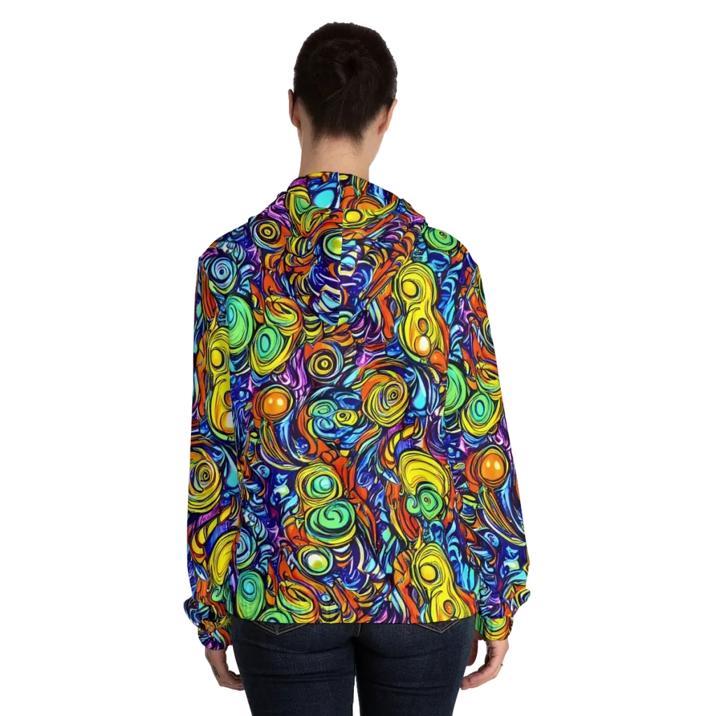 Orbiting Brilliance on Women's Full-Zip Hoodie — Back On Person