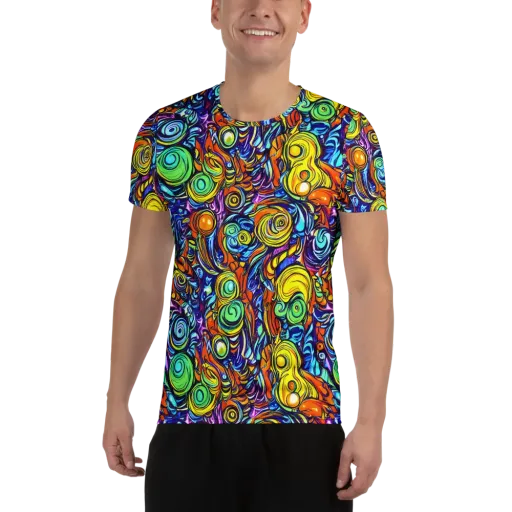 Orbiting Brilliance on a Men's Athletic T-Shirt