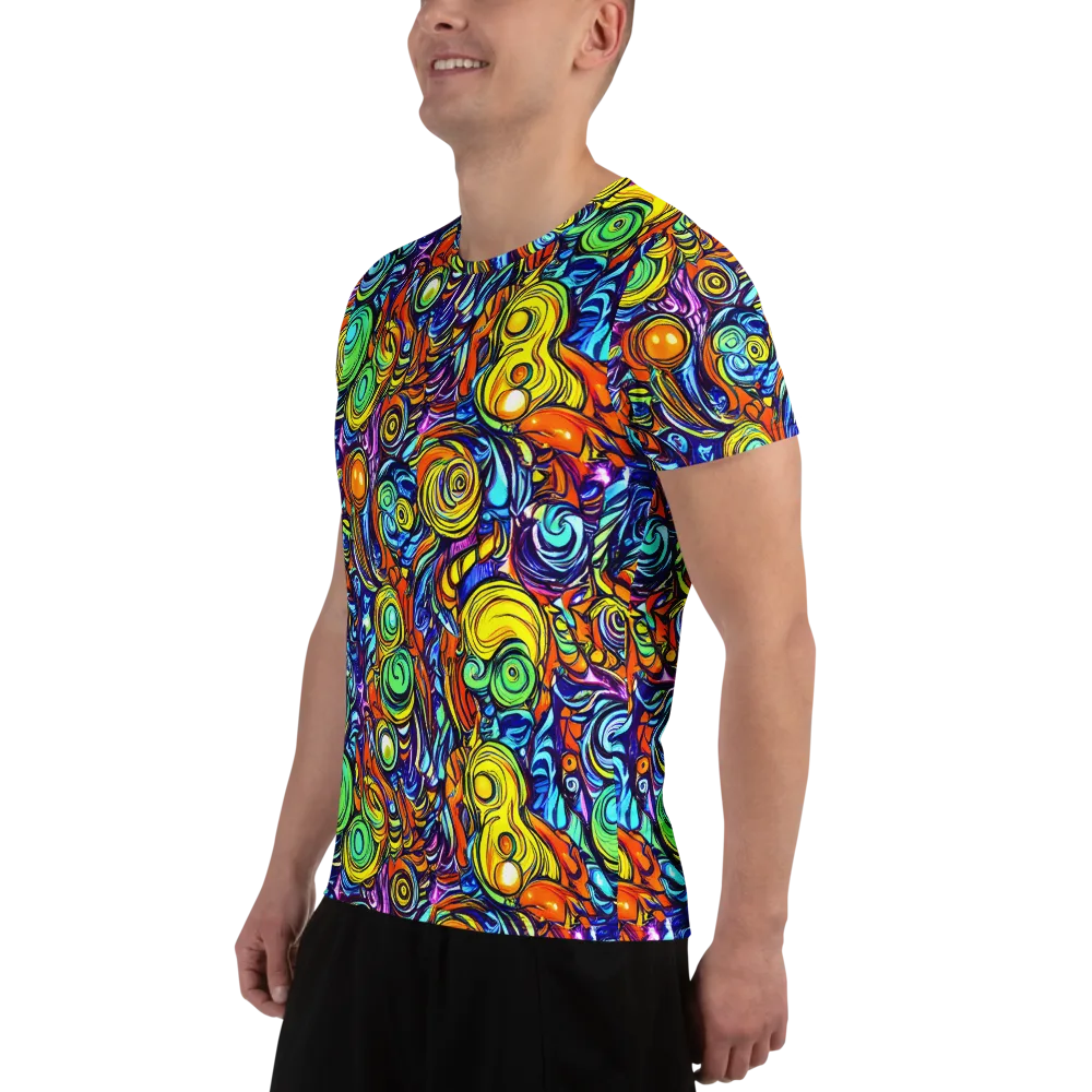 Orbiting Brilliance on Men's Athletic T-Shirt — Left