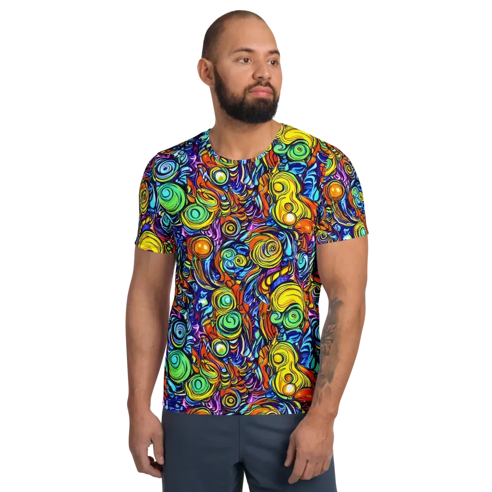 Orbiting Brilliance on Men's Athletic T-Shirt — Front