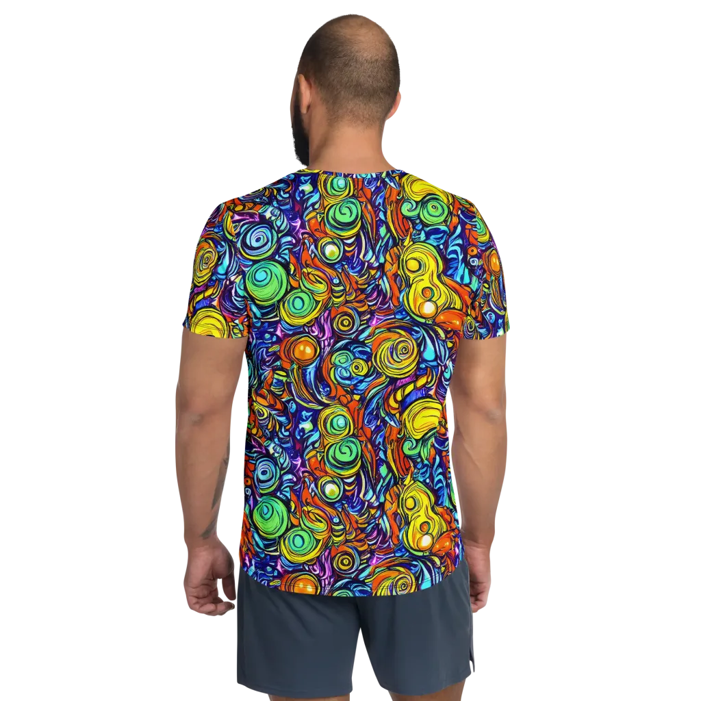 Orbiting Brilliance on Men's Athletic T-Shirt — Back