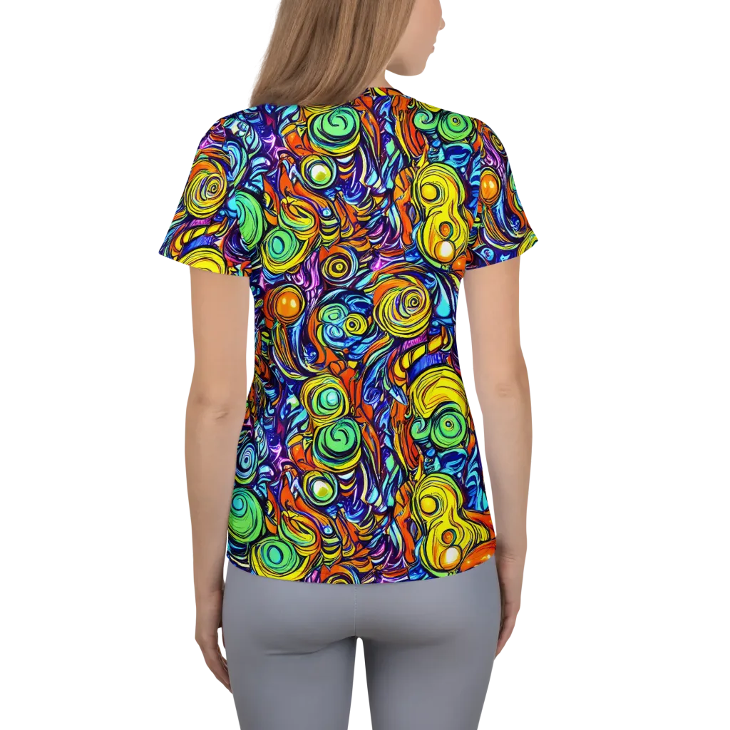 Orbiting Brilliance on Women's Athletic T-Shirt — Back
