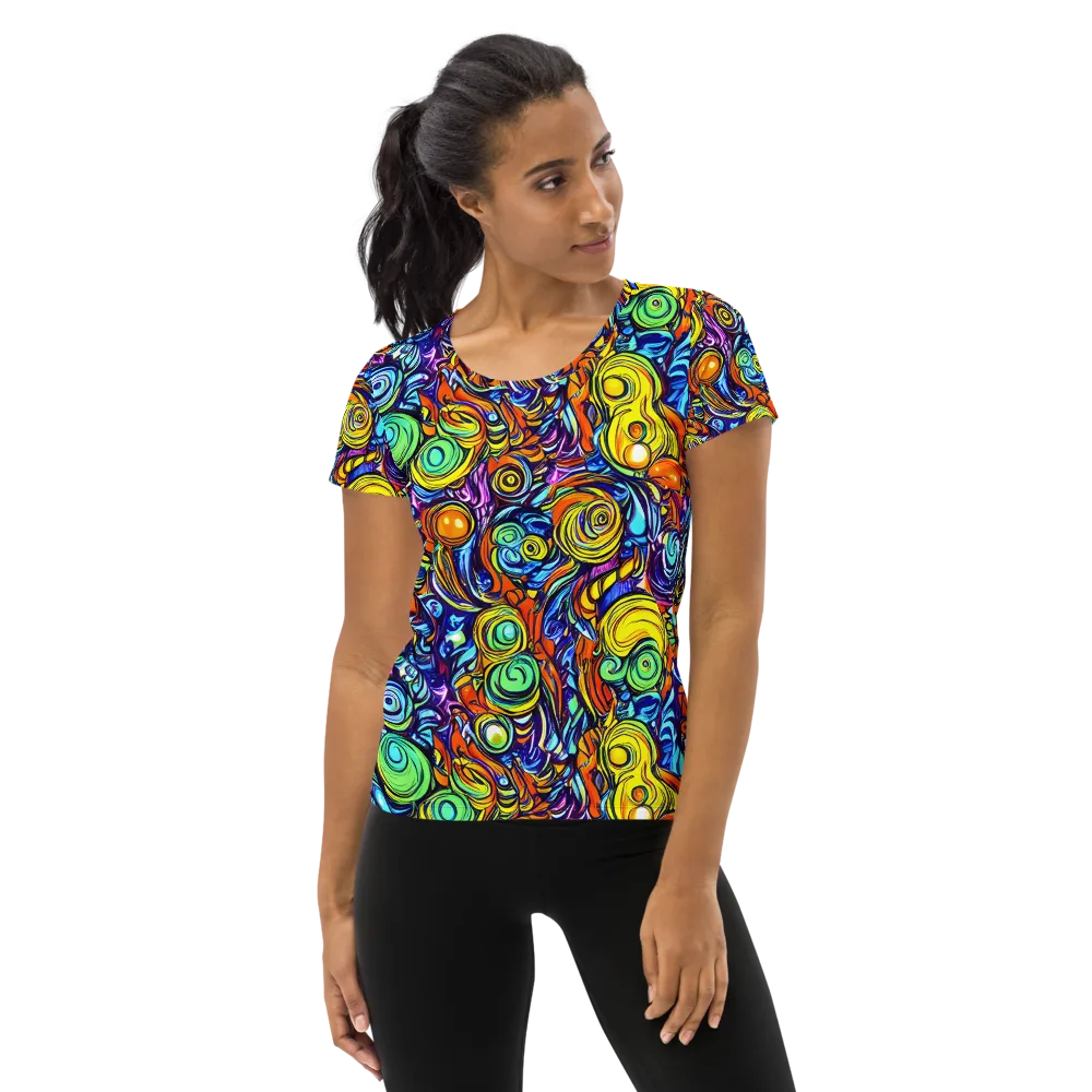 Orbiting Brilliance on Women's Athletic T-Shirt — Front