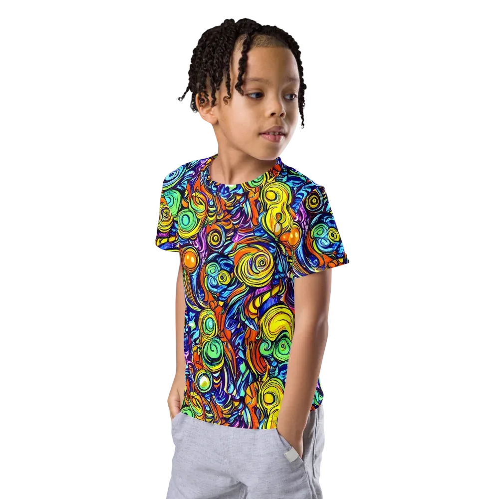 Orbiting Brilliance on Kids Crew Neck T-Shirt — Left Front
