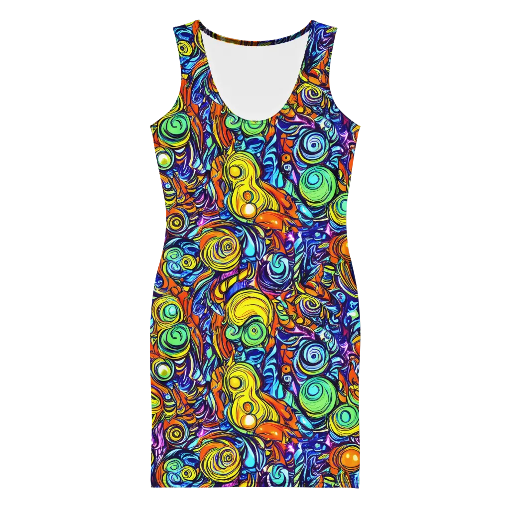Orbiting Brilliance on Bodycon Dress — Front
