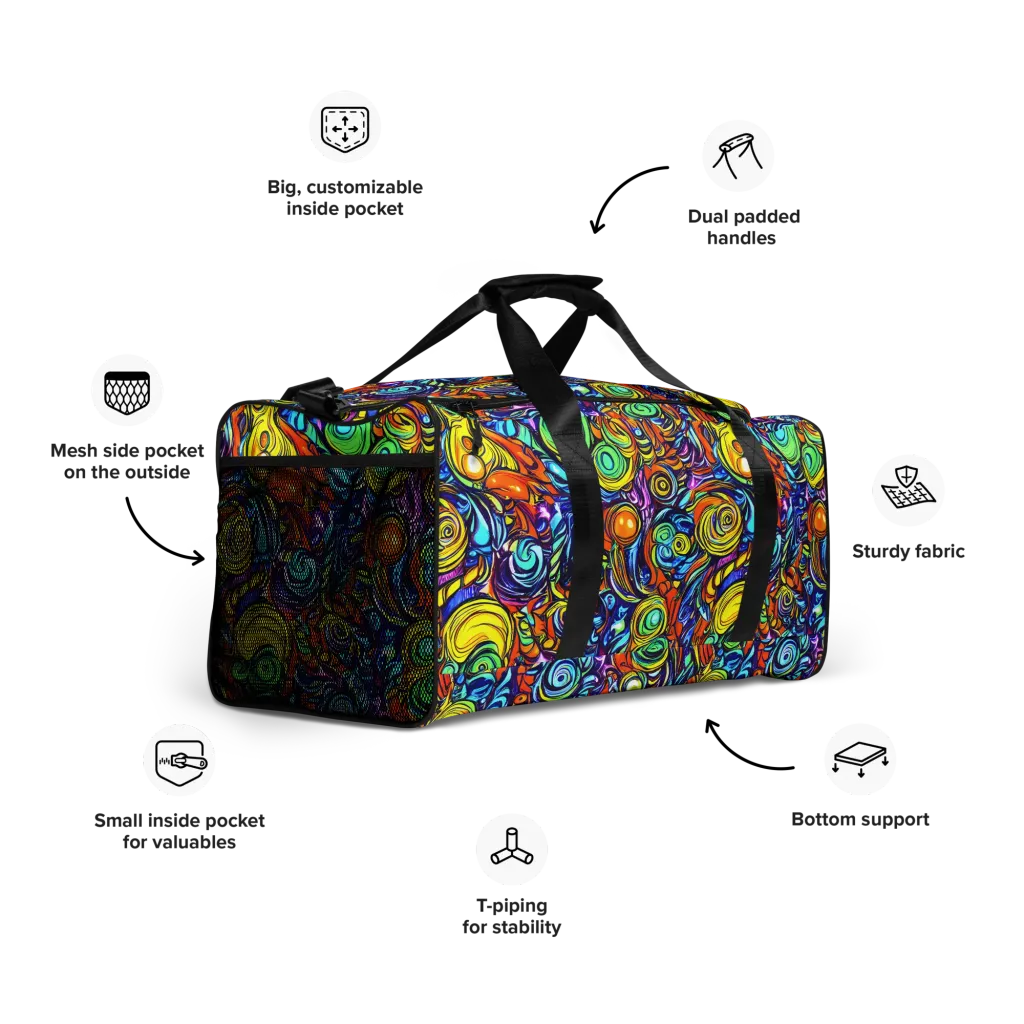 Orbiting Brilliance on Duffle Bag — Right Front
