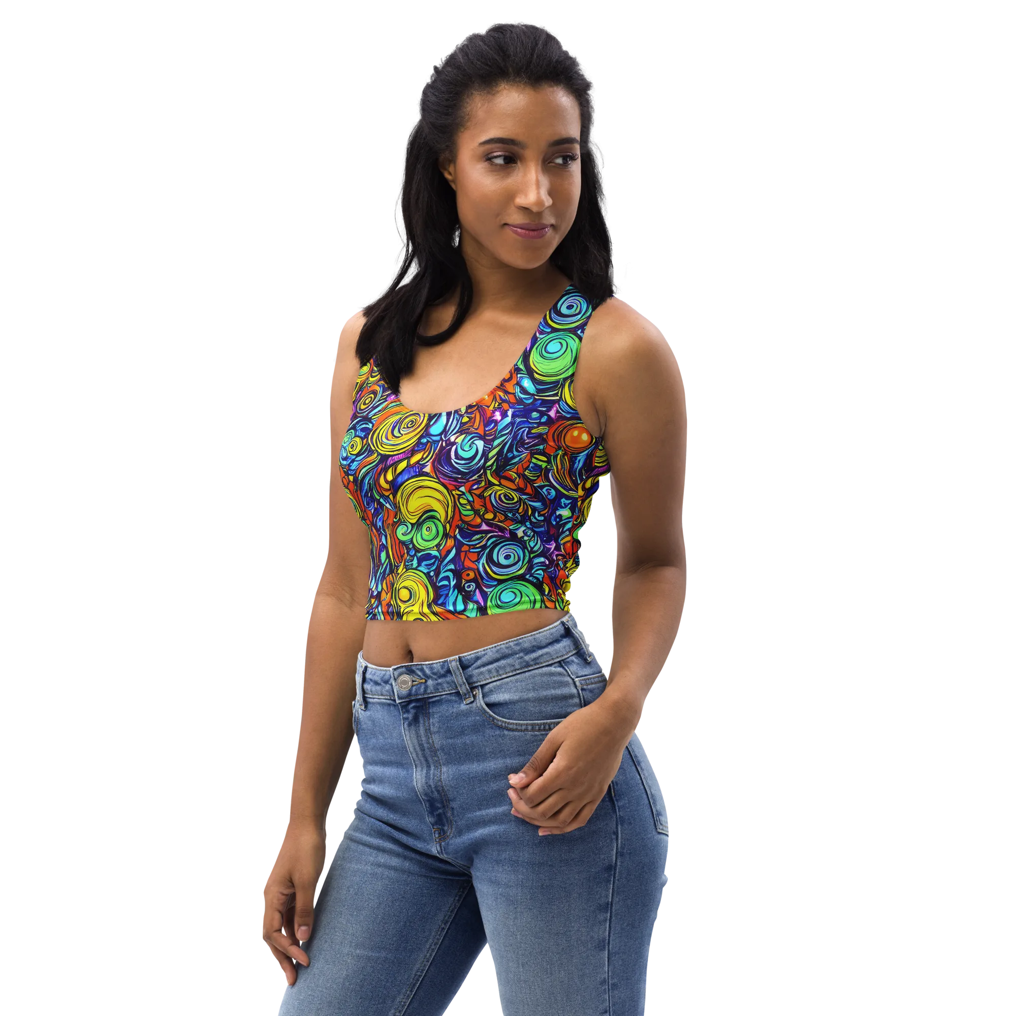 Orbiting Brilliance on Crop Top — Left Front