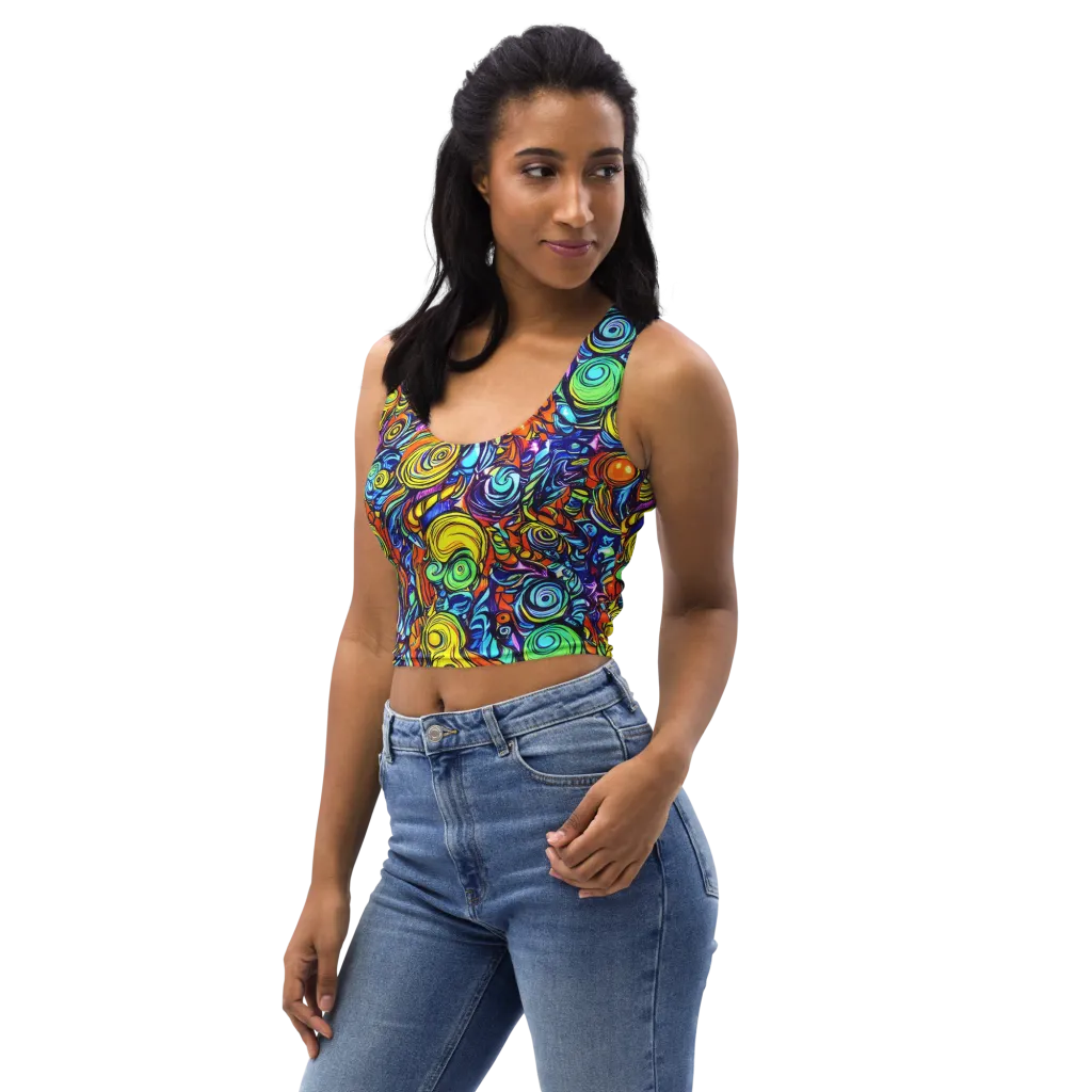 Orbiting Brilliance on Crop Top — Left Front