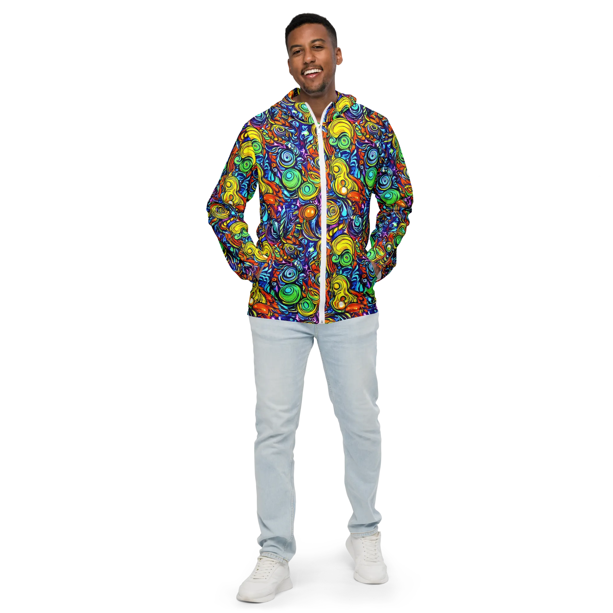 Orbiting Brilliance on Men's Windbreaker — Front