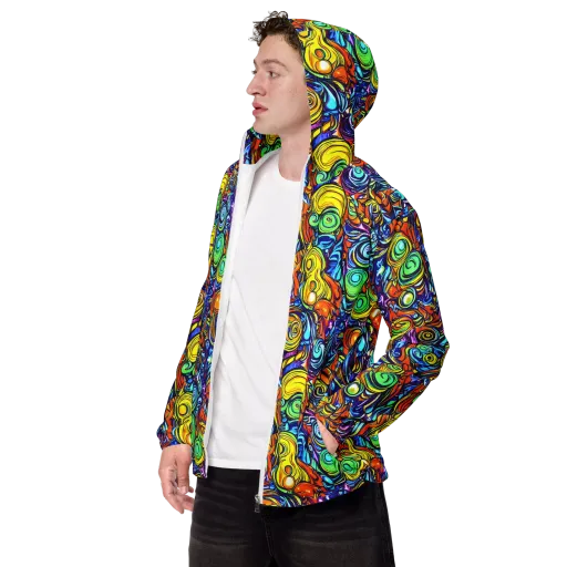 Orbiting Brilliance on a Men's Windbreaker